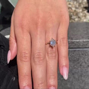 14K Rose Gold Hexagon Moissanite Ring